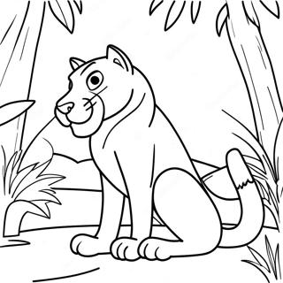 Majestic Bagheera In The Jungle Coloring Page 74073-59491