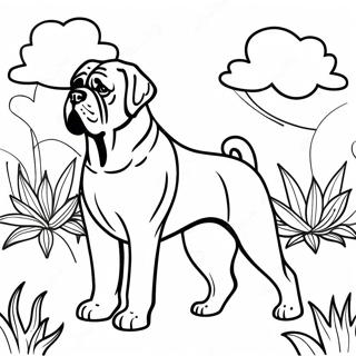 Gentle English Mastiff In A Garden Coloring Page 74123-59530