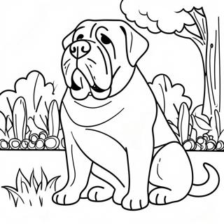 Gentle English Mastiff In A Garden Coloring Page 74123-59531