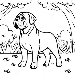 Gentle English Mastiff In A Garden Coloring Page 74123-59532