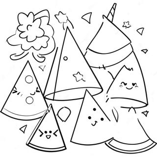 Colorful Party Hats Coloring Page 7412-6082