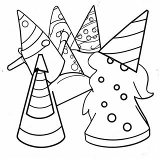 Colorful Party Hats Coloring Page 7412-6084