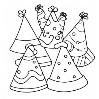 Colorful Party Hats Coloring Page 7412-6275