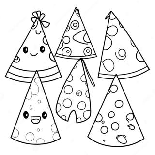 Colorful Party Hats Coloring Page 7412-6276