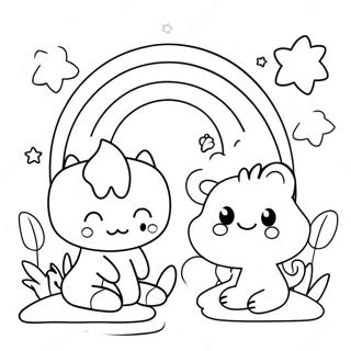 Cute Pink Rainbow Friends Coloring Page 74153-59553