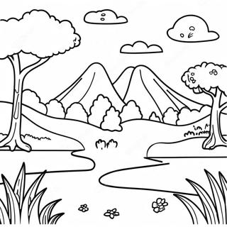 Minimalistic Nature Scene Coloring Page 74202-59592