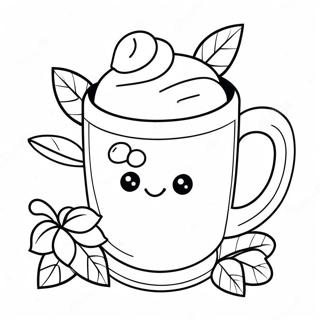 Cute Hot Chocolate Mug Coloring Page 7421-6087