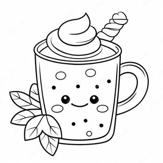 Cute Hot Chocolate Mug Coloring Page 7421-6088