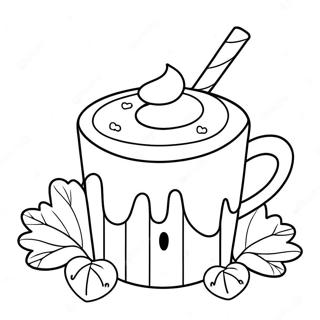 Adorable Hot Chocolate With Marshmallows Coloring Page 7422-6089