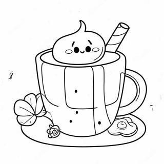 Adorable Hot Chocolate With Marshmallows Coloring Page 7422-6090