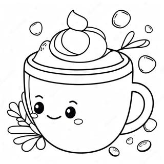 Adorable Hot Chocolate With Marshmallows Coloring Page 7422-6092