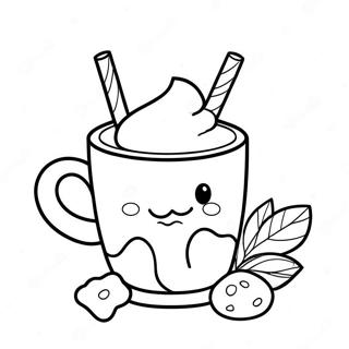 Adorable Hot Chocolate With Marshmallows Coloring Page 7422-6278