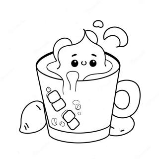 Adorable Hot Chocolate With Marshmallows Coloring Page 7422-6279