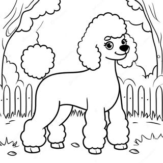 Playful Poodle In The Park Coloring Page 7432-6114