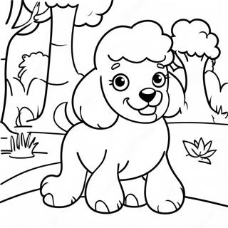 Playful Poodle In The Park Coloring Page 7432-6115