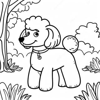 Playful Poodle In The Park Coloring Page 7432-6116