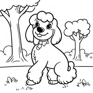 Playful Poodle In The Park Coloring Page 7432-6285