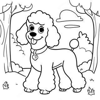 Playful Poodle In The Park Coloring Page 7432-6286