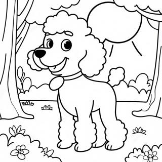 Playful Poodle In The Park Coloring Page 7432-6287