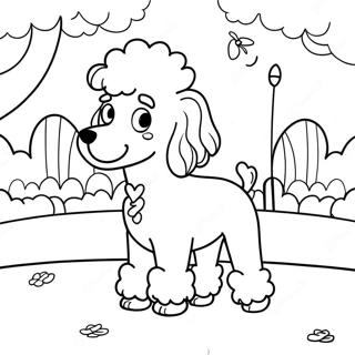 Playful Poodle In The Park Coloring Page 7432-6288