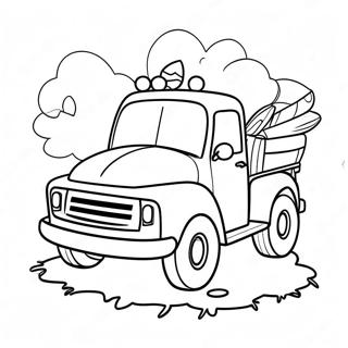 Cheerful Little Blue Truck With Friends Coloring Page 7452-6110