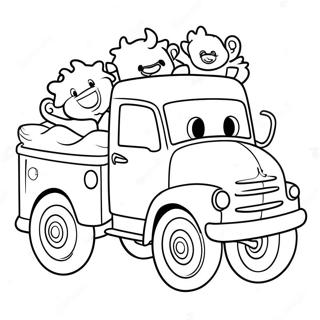 Cheerful Little Blue Truck With Friends Coloring Page 7452-6112