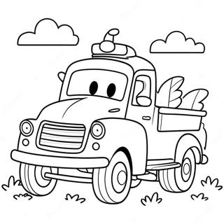 Cheerful Little Blue Truck With Friends Coloring Page 7452-6302