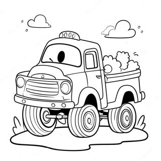 Cheerful Little Blue Truck With Friends Coloring Page 7452-6304