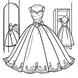 Beautiful Dress Ball Gown Coloring Page 7461-6307