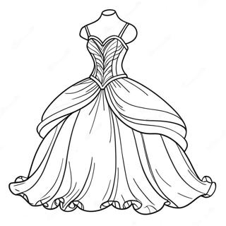 Beautiful Dress Ball Gown Coloring Page 7461-6308