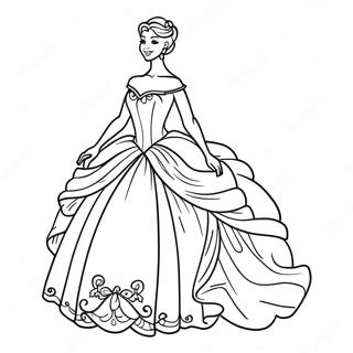 Elegant Princess Ball Gown Coloring Page 7462-6309