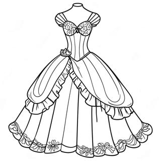 Elegant Princess Ball Gown Coloring Page 7462-6311