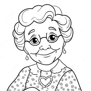 Sweet Grandma With Heart Coloring Page 7492-6333