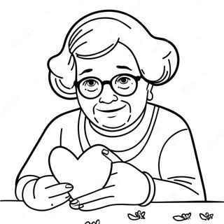 Sweet Grandma With Heart Coloring Page 7492-6334