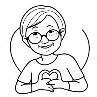 Sweet Grandma With Heart Coloring Page 7492-6336