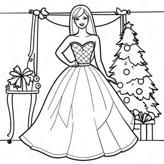 Barbie In A Festive Outfit Coloring Page 7502-6341