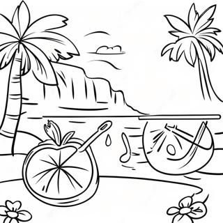 Tropical Luau Scene Coloring Page 7542-6377