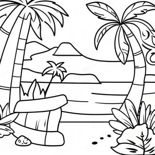 Tropical Luau Scene Coloring Page 7542-6378