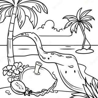 Tropical Luau Scene Coloring Page 7542-6379