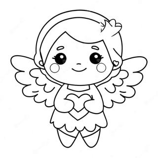 Cute Angel With Heart Coloring Page 7572-6393