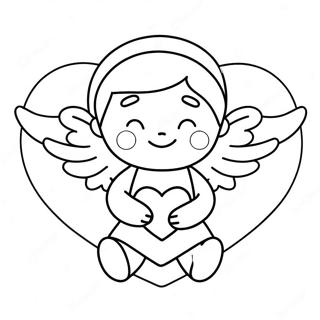 Cute Angel With Heart Coloring Page 7572-6394