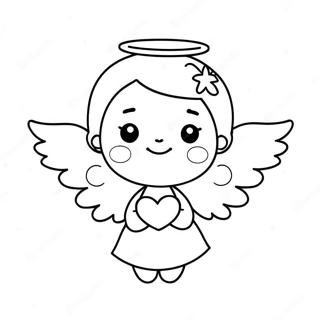 Cute Angel With Heart Coloring Page 7572-6395