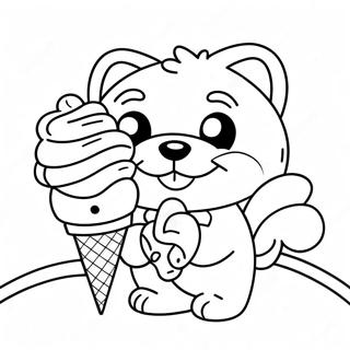 Cute Tuxedo Sam With Ice Cream Coloring Page 7632-6448