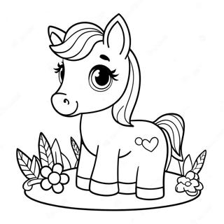 Cute Baby Horse With Flowers Coloring Page 7662-6469