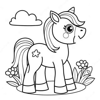 Cute Baby Horse With Flowers Coloring Page 7662-6472