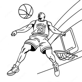 Michael Jordan Jumping For A Dunk Coloring Page 7691-6490