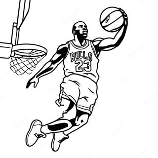 Michael Jordan Jumping For A Dunk Coloring Page 7691-6491