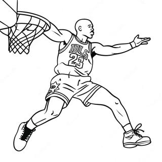 Michael Jordan Jumping For A Dunk Coloring Page 7691-6492