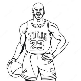 Michael Jordan In A Classic Bulls Jersey Coloring Page 7692-6495