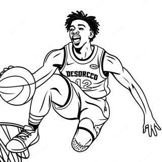 Ja Morant Dunking Basketball Coloring Page 7762-6553